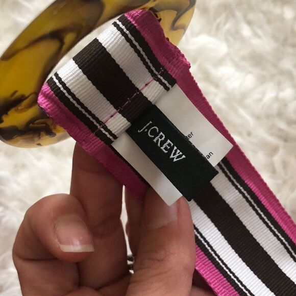 J Crew Pink brown and white resin and ribbon belt - Picture 3 of 7